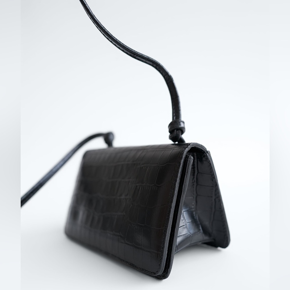 NWT TRF Embossed Croc Print Leather Handbag